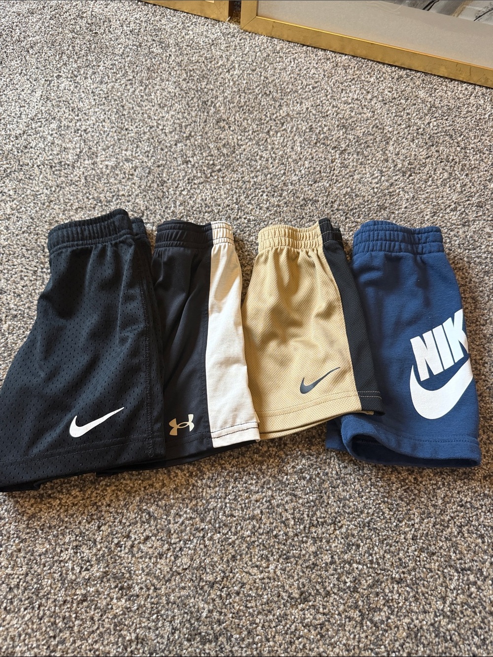 Nike Kids Black, Navy and Tan Athletic Shorts Pack